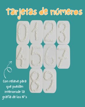 Tarjetas de números con relieve