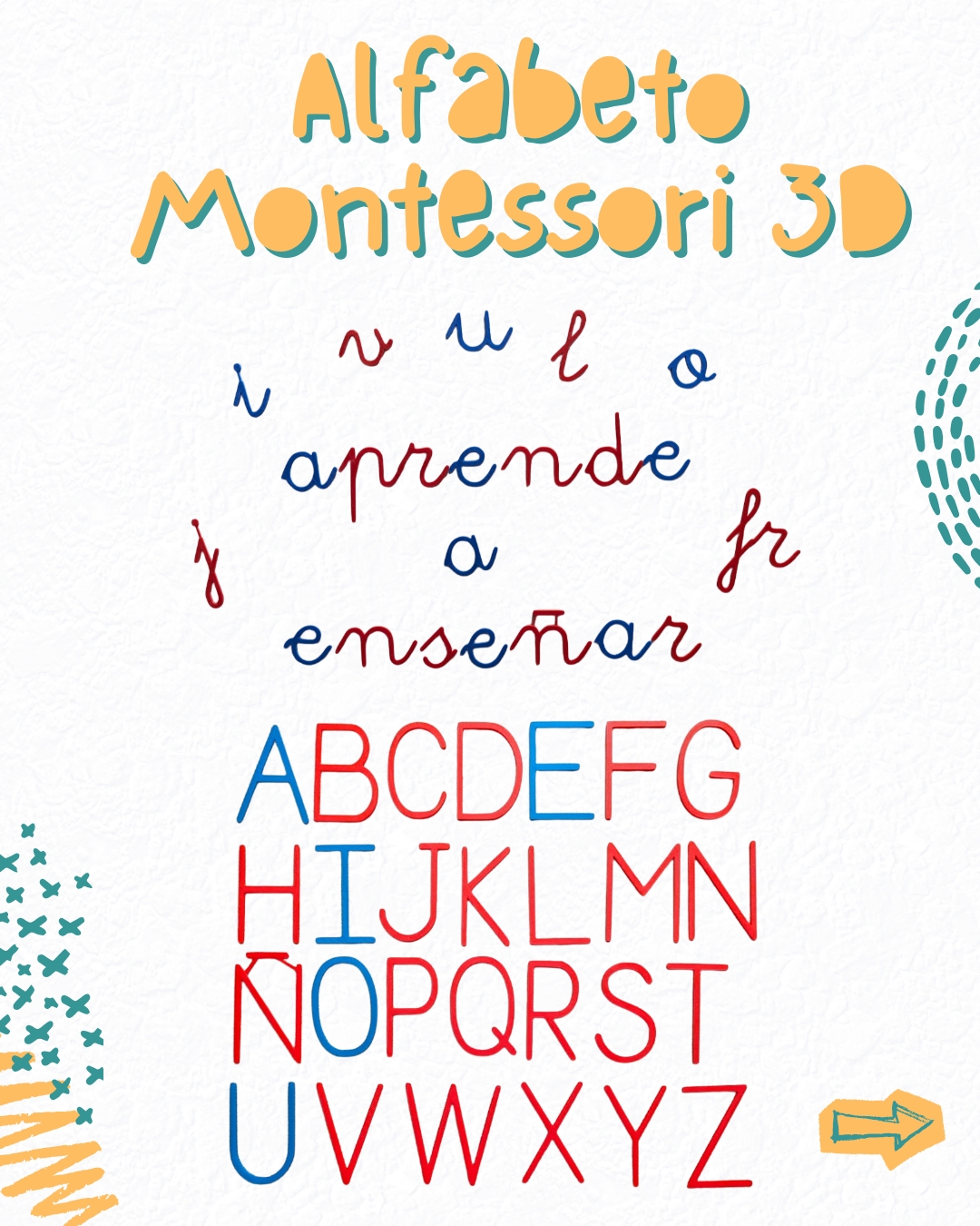 Abecedario Montessori 3D - Letras mayúsculas y minúsculas